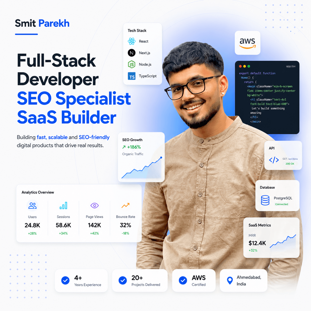 Smit Parekh - Full-Stack Web Developer based in Gujarat, India