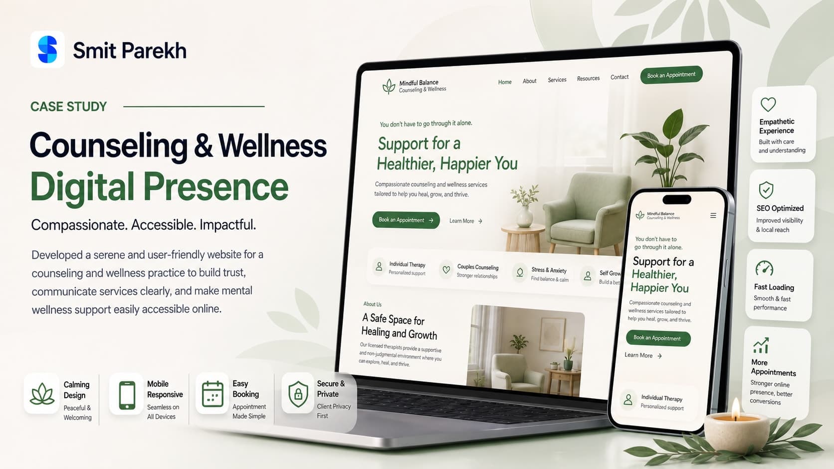 Counseling & Wellness Digital Presence - Modern website and digital marketing for wellness services case study