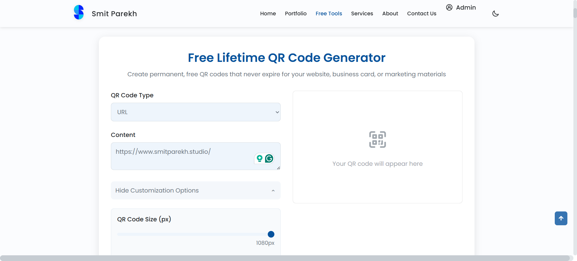 QR Code Generator Tool Preview